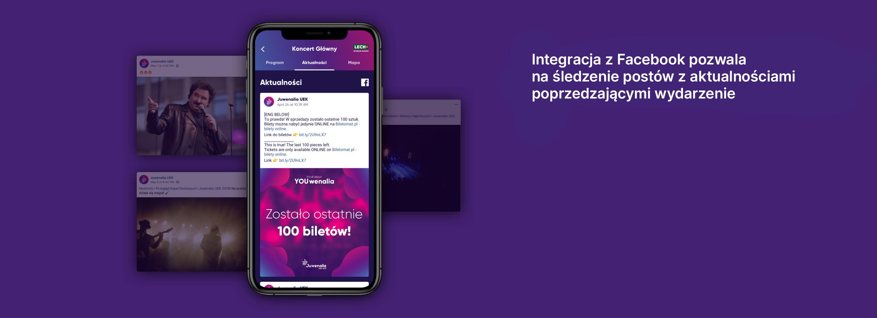 Funkcjonalności aplikacji Juwenalia UEK - integracja z feedem Facebooka